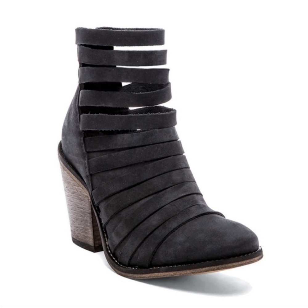 Free People Black Anthropologie Hybrid Strappy Heel Ankle Bootie women size 9